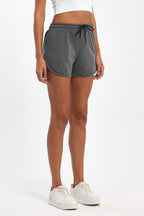 Kadın Yırtmaçlı Mevsimlik Premium Kumaş Regular Fit İpli Antrasit Kısa Mini Şort - MMETALIC