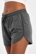 Kadın Yırtmaçlı Mevsimlik Premium Kumaş Regular Fit İpli Antrasit Kısa Mini Şort - MMETALIC