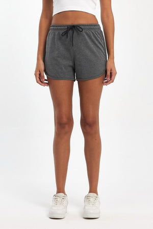Kadın Yırtmaçlı Mevsimlik Premium Kumaş Regular Fit İpli Antrasit Kısa Mini Şort - MMETALIC