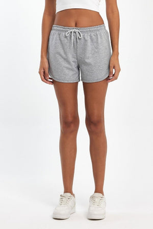 Kadın Yırtmaçlı Mevsimlik Premium Kumaş Regular Fit İpli Gri Kısa Mini Şort - MMETALIC