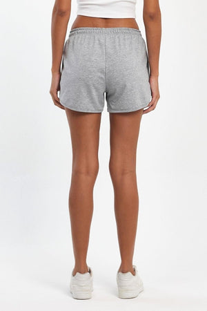 Kadın Yırtmaçlı Mevsimlik Premium Kumaş Regular Fit İpli Gri Kısa Mini Şort - MMETALIC