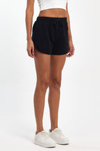 Kadın Yırtmaçlı Mevsimlik Premium Kumaş Regular Fit İpli Lacivert Kısa Mini Şort - MMETALIC