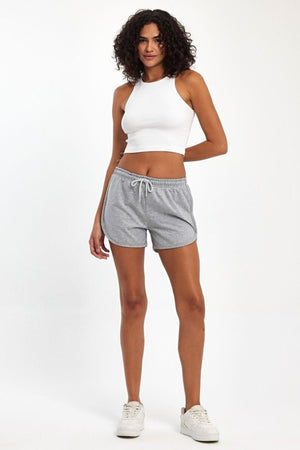 Kadın Yırtmaçlı Mevsimlik Premium Kumaş Regular Fit İpli Siyah - Gri Kısa Mini Şort - MMETALIC