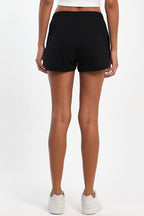 Kadın Yırtmaçlı Mevsimlik Premium Kumaş Regular Fit İpli Siyah - Gri Kısa Mini Şort - MMETALIC