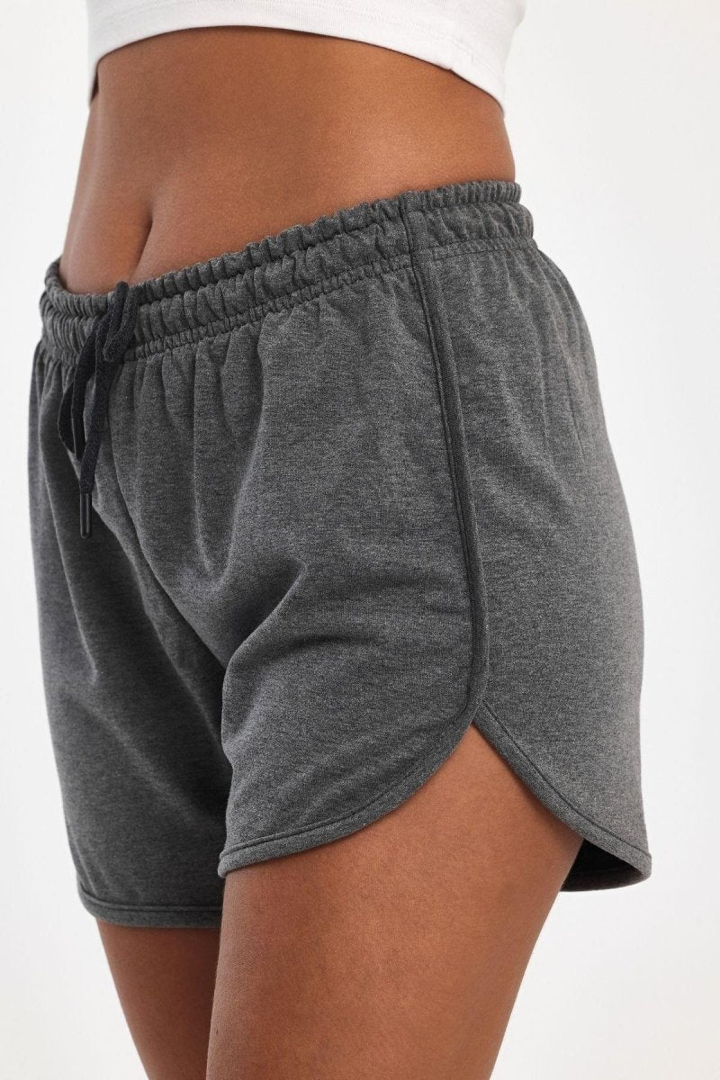 Kadın Yırtmaçlı Mevsimlik Premium Kumaş Regular Fit İpli Siyah - Gri Kısa Mini Şort - MMETALIC