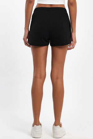 Kadın Yırtmaçlı Mevsimlik Premium Kumaş Regular Fit İpli Siyah Kısa Mini Şort - MMETALIC