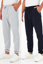 Kalın Siyah - Antrasit Erkek 2'li Eşofman Altı Jogger Arka Cepli Lastik Paça Regular Fit Şardonsuz - MMETALIC