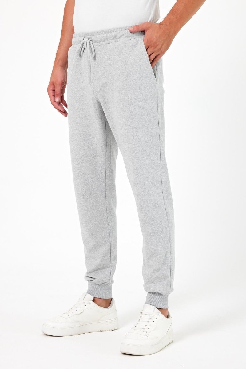 Kalın Siyah - Antrasit Erkek 2'li Eşofman Altı Jogger Arka Cepli Paça Lastikli Regular Fit Şardonsuz - MMETALIC