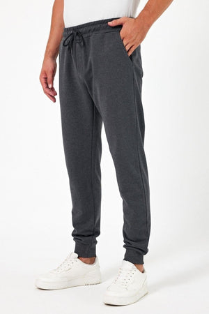 Kalın Siyah - Antrasit Erkek 2'li Eşofman Altı Jogger Arka Cepli Paça Lastikli Regular Fit Şardonsuz - MMETALIC