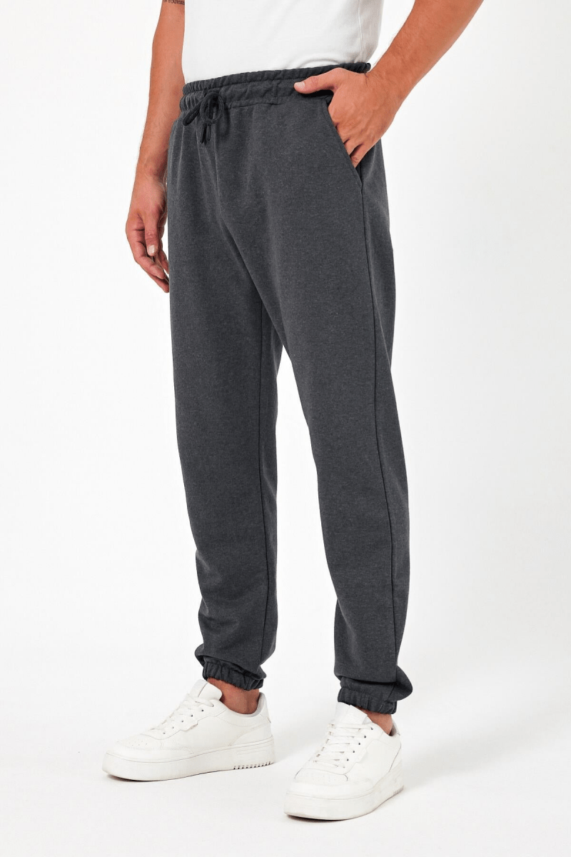 Kalın Siyah - Lacivert - Antrasit Erkek 3'lü Eşofman Altı Jogger Arka Cepli Lastik Paça Regular Fit Şardonsuz - MMETALIC