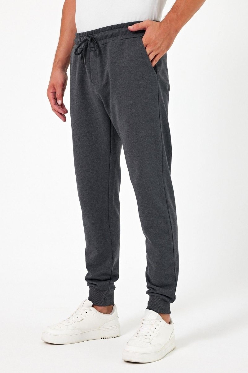 Kalın Siyah - Lacivert - Antrasit Erkek 3'lü Eşofman Altı Jogger Arka Cepli Paça Lastikli Regular Fit Şardonsuz - MMETALIC