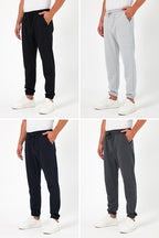 Kalın Siyah - Lacivert - Gri - Antrasit Erkek 4'lü Eşofman Altı Jogger Arka Cepli Lastik Paça Regular Fit Şardonsuz - MMETALIC