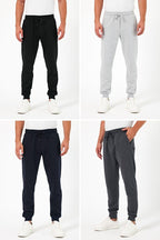 Kalın Siyah - Lacivert - Gri - Antrasit Erkek 4'lü Eşofman Altı Jogger Arka Cepli Paça Lastikli Regular Fit Şardonsuz - MMETALIC