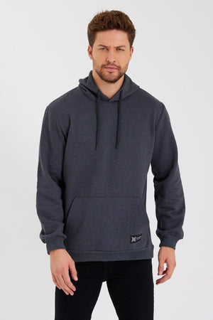 Kanguru Cepli Kapüşonlu İçi pamuklu Erkek Sweatshirt - MMETALIC