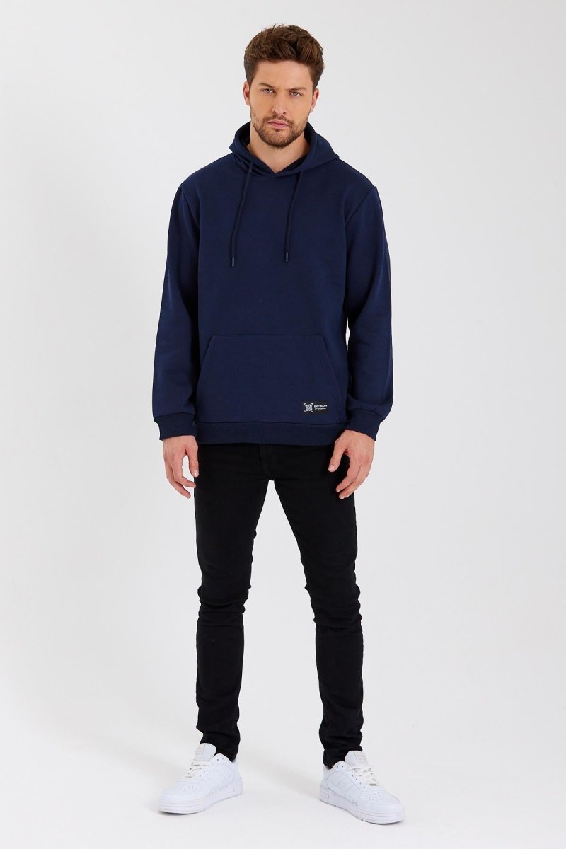 Kanguru Cepli Kapüşonlu İçi pamuklu Erkek Sweatshirt - MMETALIC