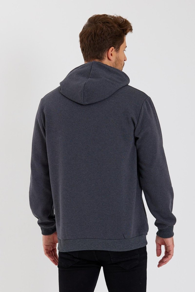 Kanguru Cepli Kapüşonlu İçi pamuklu Erkek Sweatshirt - MMETALIC