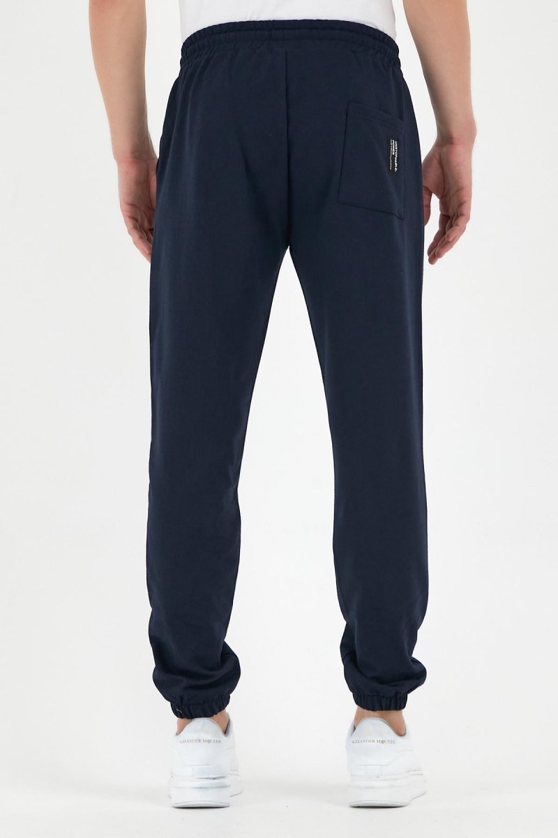 Lacivert Erkek Eşofman Altı Etiketli Arka ve Yan Cepli Regular Fit Lastik Paça - MMETALIC