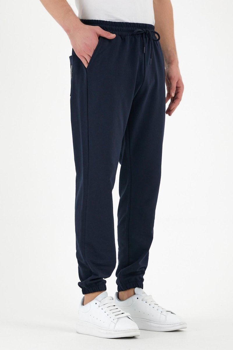 Lacivert Erkek Eşofman Altı Etiketli Arka ve Yan Cepli Regular Fit Lastik Paça - MMETALIC