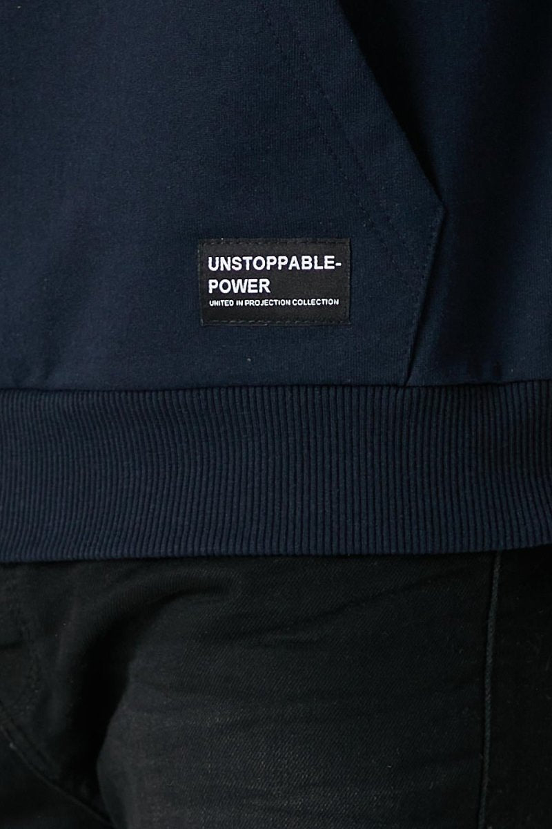 Lacivert Erkek Kapüşonlu Kanguru Cepli Sweatshirt - MMETALIC