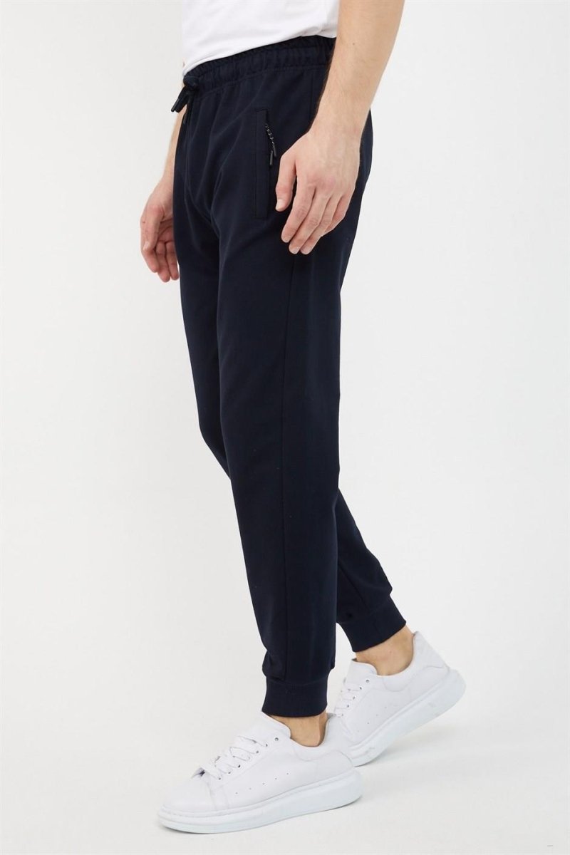 Lacivert Erkek Paça Ribanalı Cep Fermuar Detaylı Eşofman Altı MTLCE08 - MMETALIC