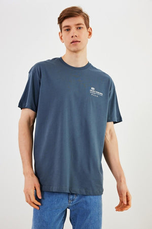 Leo Erkek Oversize Tshirt %100 Pamuk Bisiklet Yaka Baskı Detaylı Basic Tişört - MMETALIC