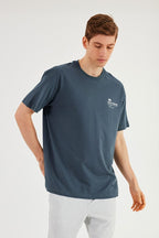 Leo Erkek Oversize Tshirt %100 Pamuk Bisiklet Yaka Baskı Detaylı Basic Tişört - MMETALIC