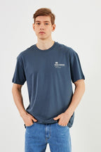 Leo Erkek Oversize Tshirt %100 Pamuk Bisiklet Yaka Baskı Detaylı Basic Tişört - MMETALIC