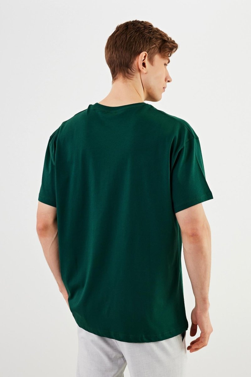 Leo Erkek Oversize Tshirt %100 Pamuk Bisiklet Yaka Baskı Detaylı Basic Tişört MTLCE77 - MMETALIC