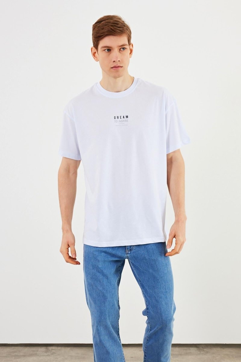 Leo Erkek Oversize Tshirt %100 Pamuk Bisiklet Yaka Baskı Detaylı Basic Tişört MTLCE79 - MMETALIC