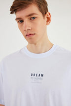 Leo Erkek Oversize Tshirt %100 Pamuk Bisiklet Yaka Baskı Detaylı Basic Tişört MTLCE79 - MMETALIC