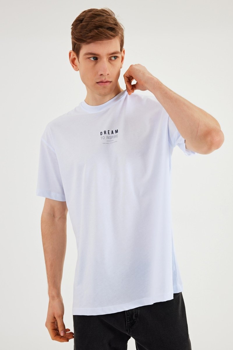 Leo Erkek Oversize Tshirt %100 Pamuk Bisiklet Yaka Baskı Detaylı Basic Tişört MTLCE79 - MMETALIC