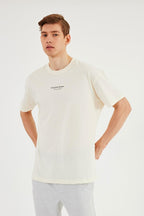 Leo Erkek Oversize Tshirt %100 Pamuk Bisiklet Yaka Baskı Detaylı Basic Tişört MTLCE81 - MMETALIC