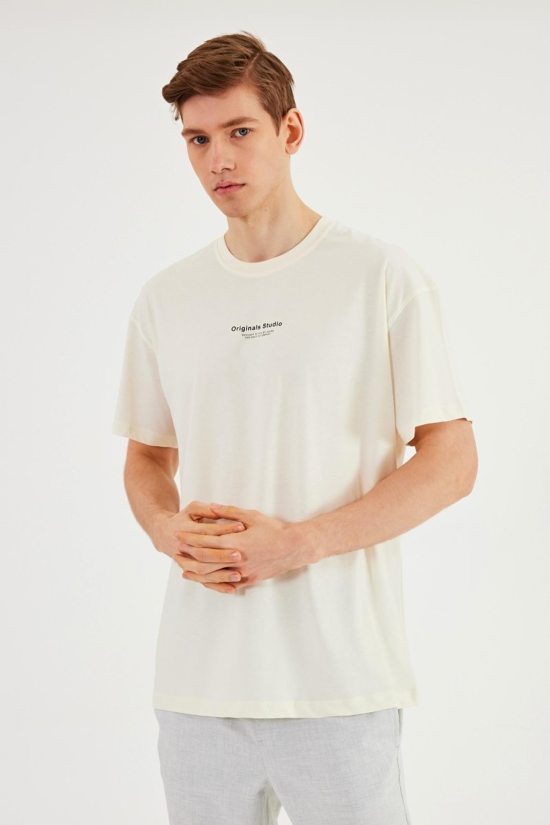 Leo Erkek Oversize Tshirt %100 Pamuk Bisiklet Yaka Baskı Detaylı Basic Tişört MTLCE81 - MMETALIC