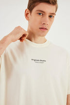 Leo Erkek Oversize Tshirt %100 Pamuk Bisiklet Yaka Baskı Detaylı Basic Tişört MTLCE81 - MMETALIC