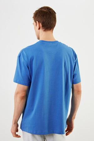 Leo Erkek Oversize Tshirt %100 Pamuk Bisiklet Yaka Baskı Detaylı Basic Tişört MTLCE82 - MMETALIC