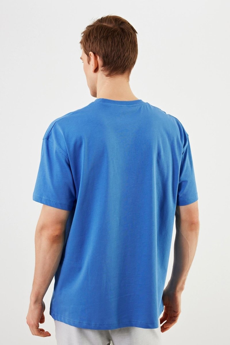 Leo Erkek Oversize Tshirt %100 Pamuk Bisiklet Yaka Baskı Detaylı Basic Tişört MTLCE82 - MMETALIC