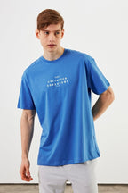 Leo Erkek Oversize Tshirt %100 Pamuk Bisiklet Yaka Baskı Detaylı Basic Tişört MTLCE82 - MMETALIC