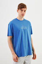 Leo Erkek Oversize Tshirt %100 Pamuk Bisiklet Yaka Baskı Detaylı Basic Tişört MTLCE82 - MMETALIC