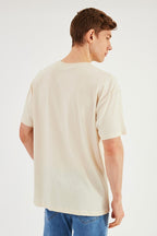 Leo Erkek Oversize Tshirt %100 Pamuk Bisiklet Yaka Baskı Detaylı Basic Tişört MTLCE83 - MMETALIC