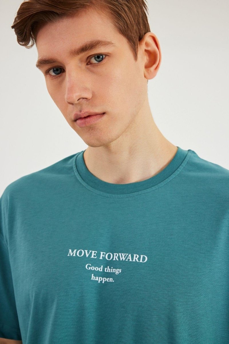 Leo Erkek Oversize Tshirt %100 Pamuk Bisiklet Yaka Baskı Detaylı Basic Tişört MTLCE84 - MMETALIC