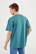 Leo Erkek Oversize Tshirt %100 Pamuk Bisiklet Yaka Baskı Detaylı Basic Tişört MTLCE84 - MMETALIC