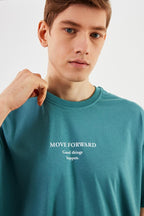 Leo Erkek Oversize Tshirt %100 Pamuk Bisiklet Yaka Baskı Detaylı Basic Tişört MTLCE84 - MMETALIC