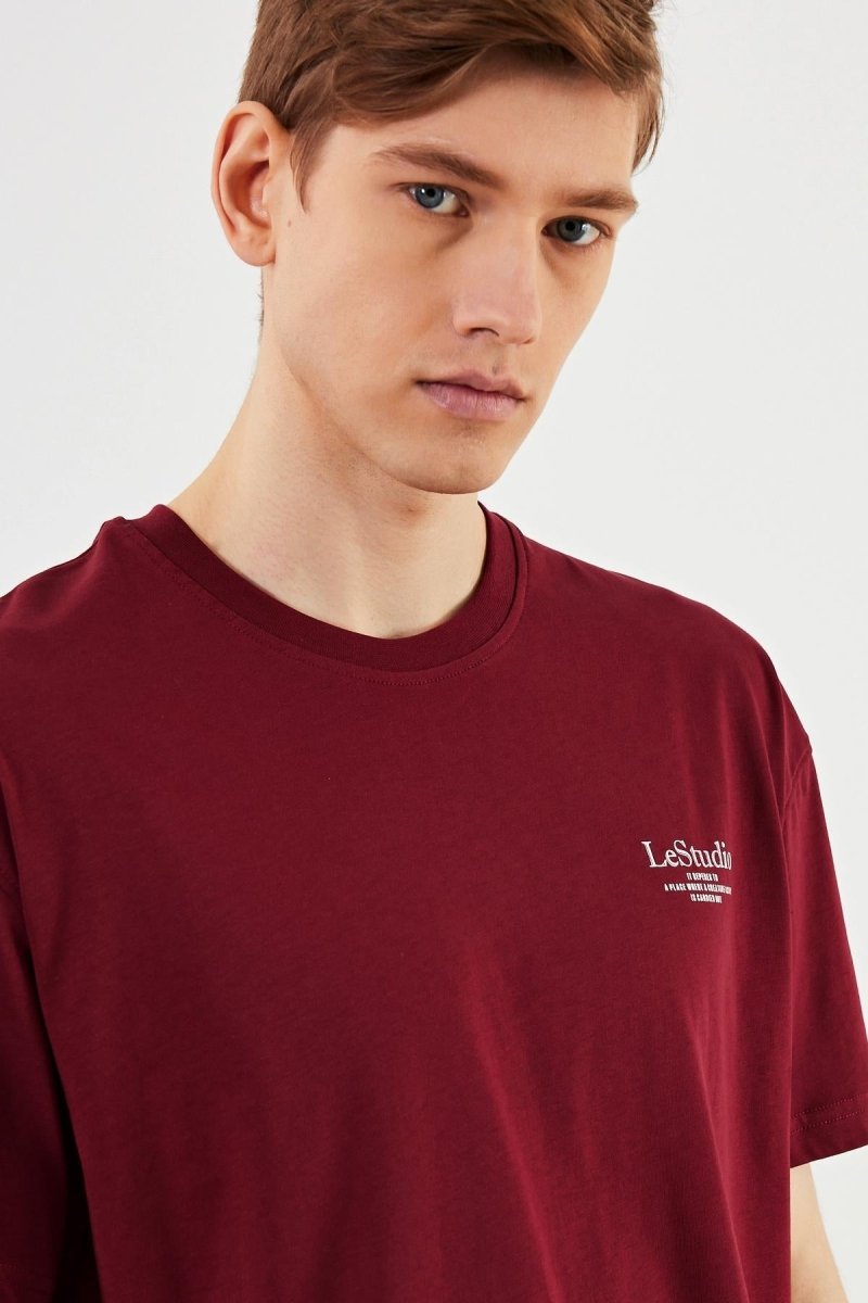 Leo Erkek Oversize Tshirt %100 Pamuk Bisiklet Yaka Baskı Detaylı Basic Tişört MTLCE86 - MMETALIC