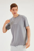 Leo Erkek Oversize Tshirt %100 Pamuk Bisiklet Yaka Baskı Detaylı Basic Tişört MTLCE87 - MMETALIC