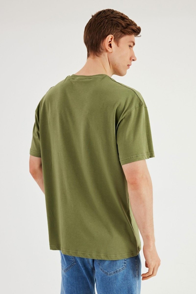 Leo Erkek Oversize Tshirt %100 Pamuk Cep Detaylı Bisiklet Yaka Basic Tişört MTLCE75 - MMETALIC