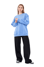 Mavi Kadın Pamuklu Oversize Basic Bisiklet Yaka Sweatshirt - MMETALIC