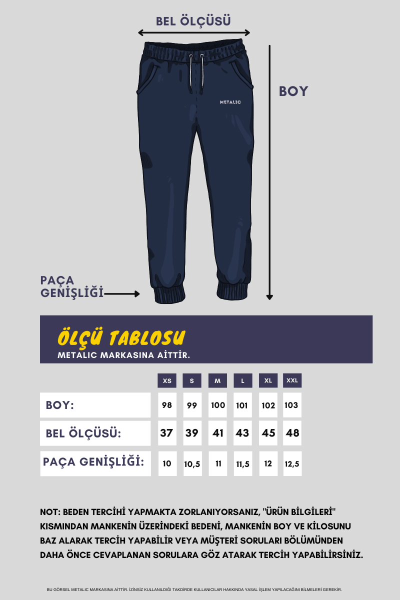 METALIC Erkek Eşofman Altı Paça Lastikli İçi Polarlı Gri - MMETALIC