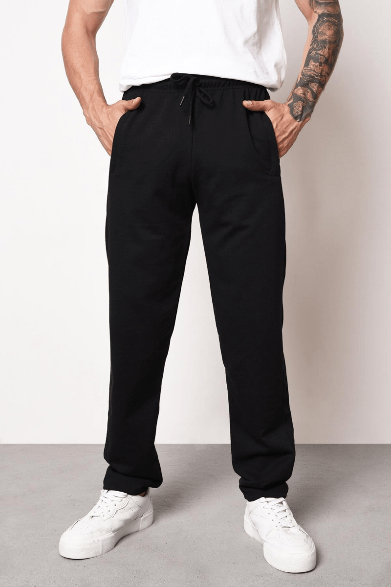 METALIC Erkek Lacivert Düz Paça Cep Fermuar Detaylı Rahat Kesim Eşofman Altı MTLC046 - MMETALIC