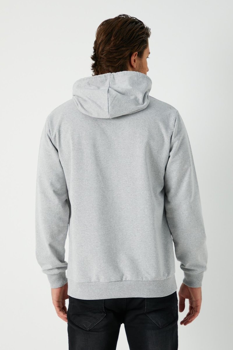 Metalic Gri Erkek Kapüşonlu Kanguru Cepli Sweatshirt - MMETALIC