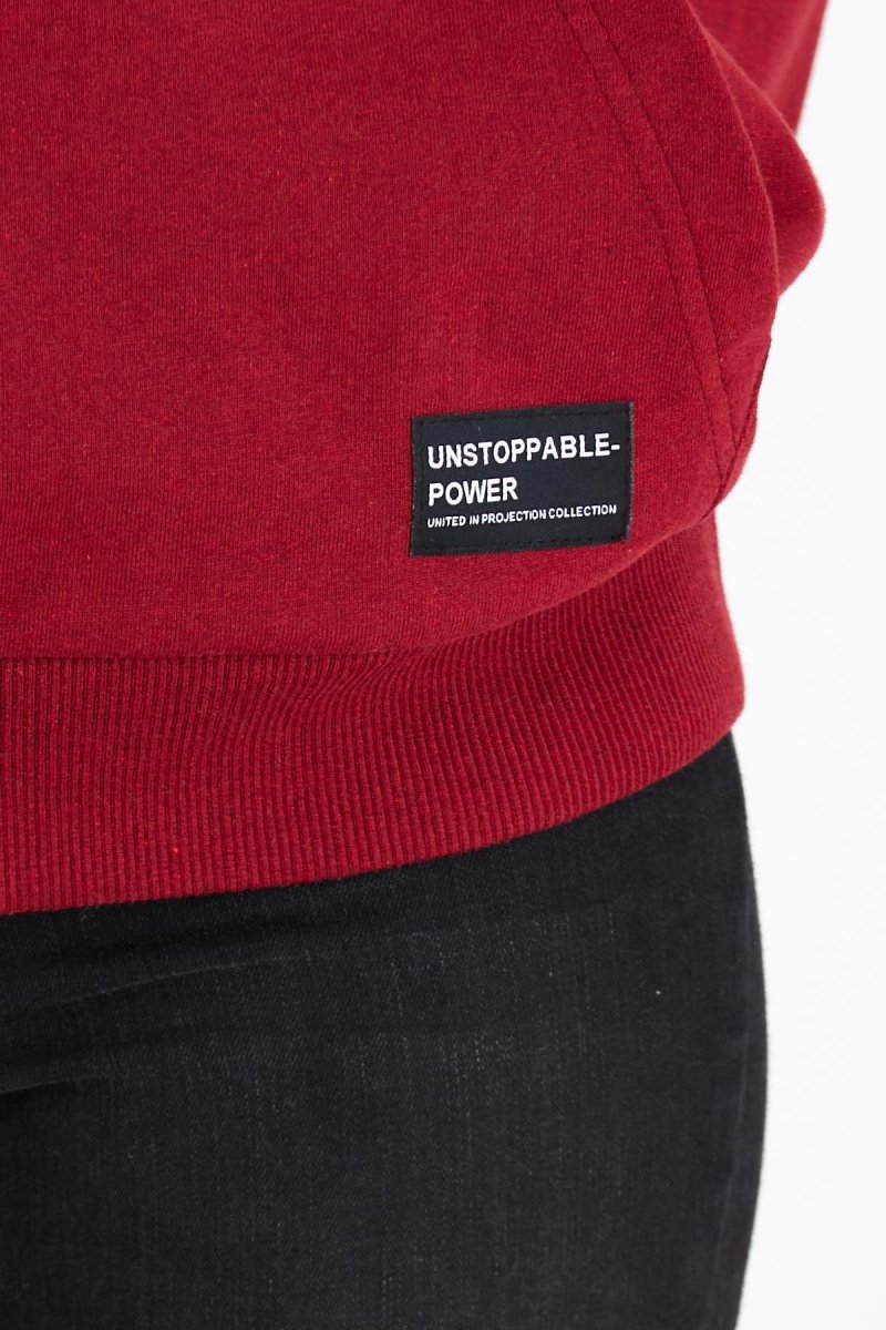 Metalic Kadın Bordo Kapüşonlu Basic Örme Sweatshirt - MMETALIC